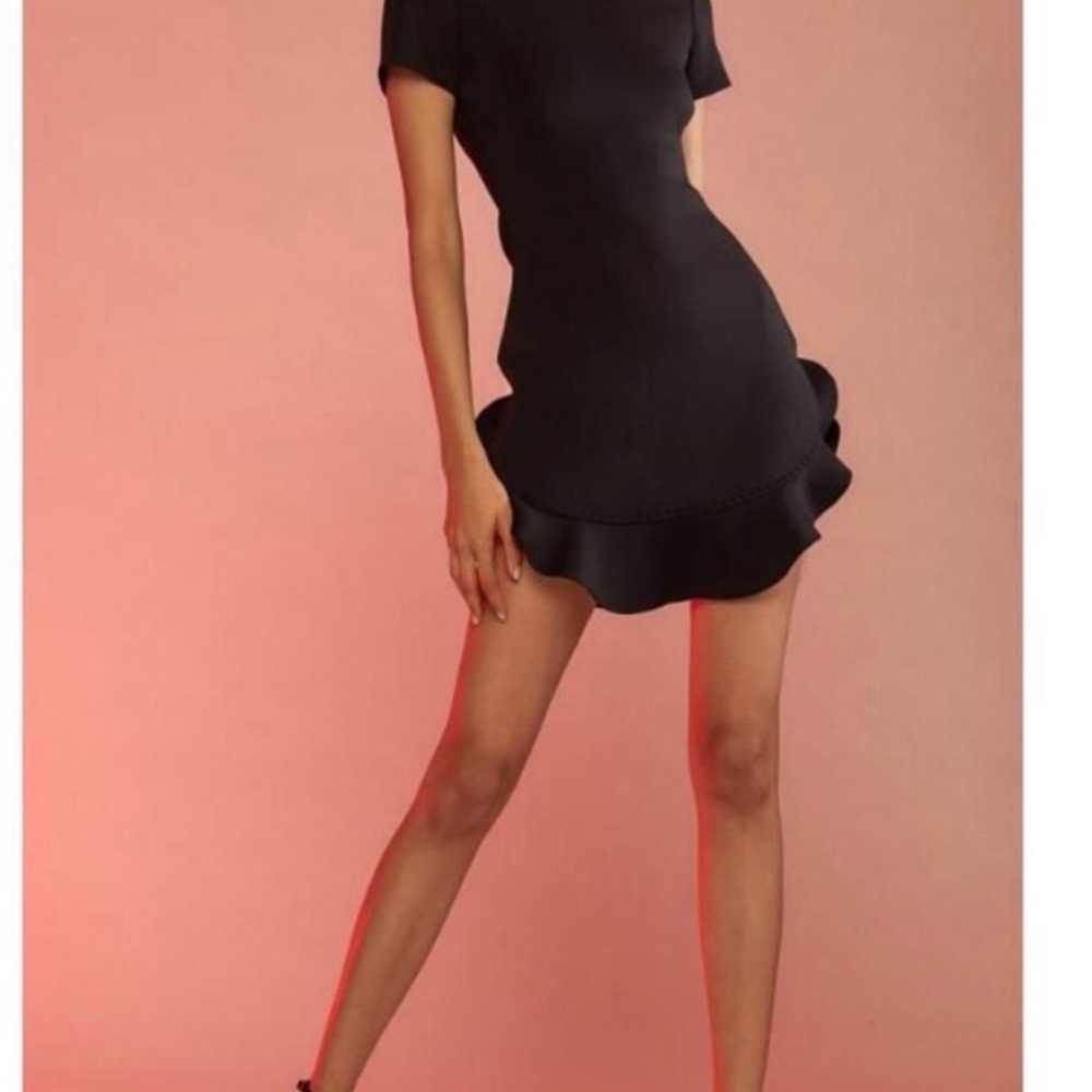 Cynthia Rowley Black Mini Dress with Ruffle Detail